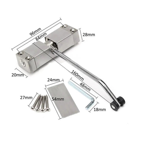 Rugged Stainless Steel Hydraulic Door Closer With Adjustable Speed For Lefty Or Righty Doors Black Universal Fit