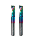 WEXWE solid carbide CNC end mill set, 1/4-in dia, 2-in length, 1 flute, rainbow coating, 2 pcs