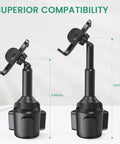 Golf Cart Phone Holder Mount Universal Cup Holder No Spin Mount For 4.7 To 6.9 Inch Phones with adjustable telescoping arm