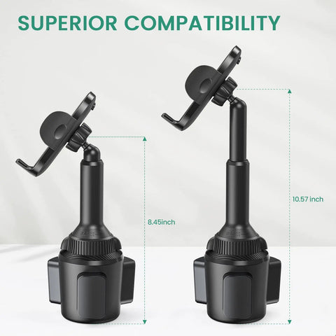 Golf Cart Phone Holder Mount Universal Cup Holder No Spin Mount For 4.7 To 6.9 Inch Phones with adjustable telescoping arm