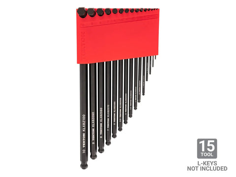 Red Grab And Go Hex L Key Holder For 1.3 To 10 Millimeter L Keys With Quick Access Front Facing Design, shown without keys