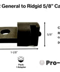 Flow Fixer FFA2 adapter, black steel, 1-1/8 inch length, 5/8 inch slot, Universal General To Ridgid Drain Cleaner Adapter For Slotted Cable Ends