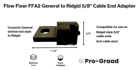 Flow Fixer FFA2 adapter, black steel, 1-1/8 inch length, 5/8 inch slot, Universal General To Ridgid Drain Cleaner Adapter For Slotted Cable Ends
