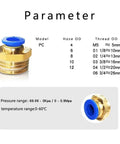 50Pcs Pneumatic Fitting Air Connector Set With 4mm, 6mm, 8mm, 10mm, And 12mm Hose Fittings And 1/8 Inch To 1/2 Inch Thread Quick Connectors For Air Tools, Garage DIY, And Plumbing Projects brass push-in fitting