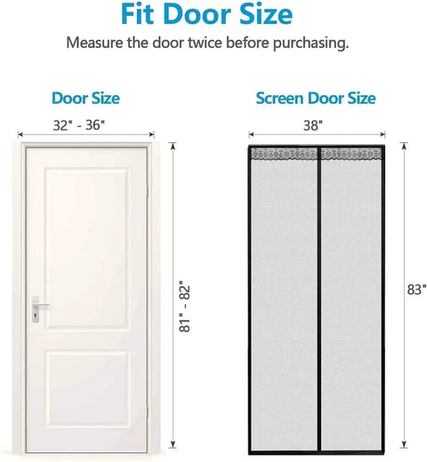 Diagram of door size compared to Pet Friendly Magnetic Screen Door With Fiberglass Mesh Easy Install Sliding Screen For Doors.