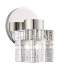 Slick Polished Nickel Wall Sconce Light Fixture Single Bulb Traditional Steel Lamp with clear glass and polished nickel finish.