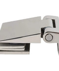 Beefy Inclined Single Side Glass Door Hinge For Shower And Toughened Glass Heavy Duty Rustproof 304 Stainless Steel Bathroom Hardware Fits 8mm To 12mm Thick Glass Built To Last In High Traffic Bathrooms, side view