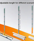 Self Leveling Concrete Tool Kit With Floor Roller And 68 Inch Extension Pole, splash guard and rake displayed