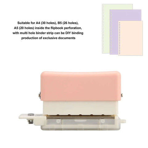 Portable 6 Hole Punch Adjustable Metal Handy Hole Puncher with Chip Tray and Positioning Pillar for A4, B5, A5 Paper Formats