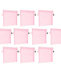 Mesh Zipper Pouch A5 Size File Organizer Bag 10 Pack for Travel On the Go Office School Supplies and Cosmetics 9.4 by 7.1 Inches Pink Nylon Document Bags