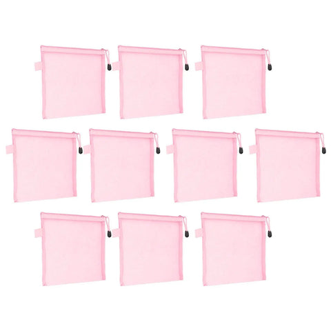 Mesh Zipper Pouch A5 Size File Organizer Bag 10 Pack for Travel On the Go Office School Supplies and Cosmetics 9.4 by 7.1 Inches Pink Nylon Document Bags