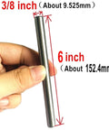 Heavy Duty 3/8 Inch By 6 Inch Steel Shelf Pegs, Precision Ground Dowel Pins for Secure Shelving, shown in hand.