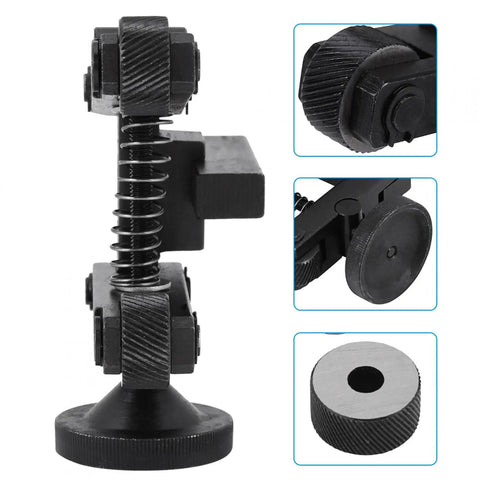 Four Wheel Knurling Tool For Mini Lathe With Adjustable Shank And Spring Action, close-up showing carbon steel body and CR15 wheels