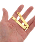 Golden Iron Lid Support Hinges For Wooden Boxes And Treasure Chests Elegant Finish Smooth Opening Easy Install With Connecting Plates
