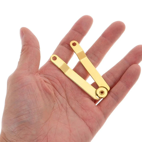 Golden Iron Lid Support Hinges For Wooden Boxes And Treasure Chests Elegant Finish Smooth Opening Easy Install With Connecting Plates