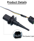 Exterior Ambient Air Temperature Sensor With Connector Pigtail Replacement For Bmw Models shows sensor with 2-pin connector.