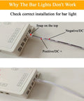 Correct and incorrect installation guide for Eight Pack 3000K LED Lights For Wood Slat Walls And WPC Panels Self Adhesive with touch switch