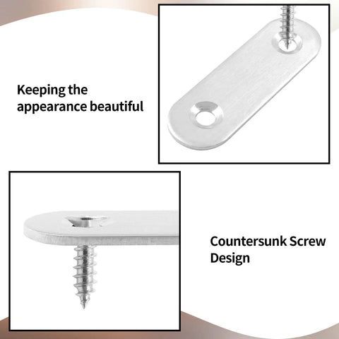 Heavy Duty Straight Corner Braces Forged From Top Shelf Stainless Steel Metal Frame Anchors with countersunk screw design.
