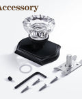 4 Pack Glass Dummy Door Knobs Matte Black Non Turning Crystal Half Dummy Handles with installation hardware set