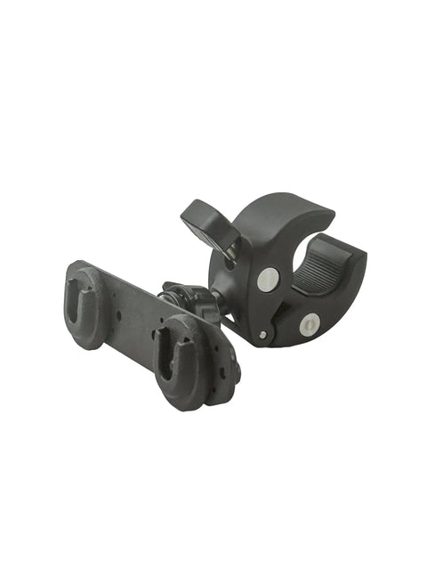 Dual Ham Radio Microphone Holder Clamp Black Heavy Duty Mount That Grabs Two Mics Yaesu Anytone And Other Mobile Two Way Radios With Flexible Ball Mount For Easy Vehicle Or Station Setup