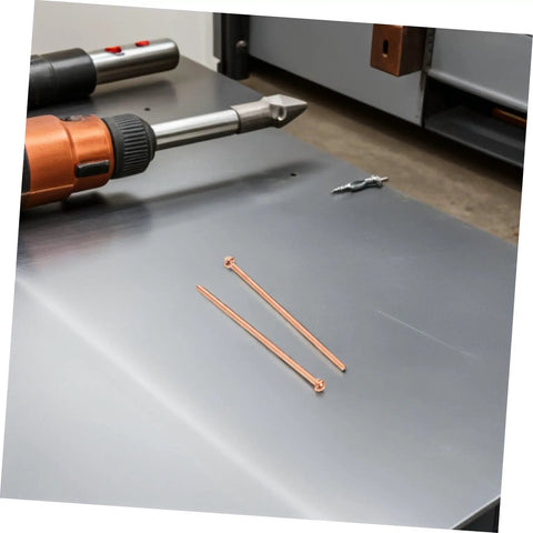 Top Tier Iwowedhero Automotive Welding Pins For Spot Welder Dents 2Mm Iron Plated Copper Studs placed on a metallic surface.