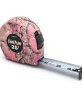 Power Tape Measure 1 Inch By 25 Feet Pink Camo, Pro Grade Construction Tool with extended tape and pink camouflage design