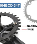 Beefy 170 Mm Mountain Bike Crank Set For Single Speed Rides With 34T Chainring Replacement close-up showing narrow-wide teeth