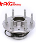 Front Wheel Bearing Hub Assembly 2WD Fits Chevy Silverado Tahoe Suburban Express 1500 2500 GMC Sierra Savana Yukon Cadillac Escalade 6 Lug Set Of 2 Beefed Up Heavy Duty Aftermarket Replacement, shown with 6 lugs and wiring