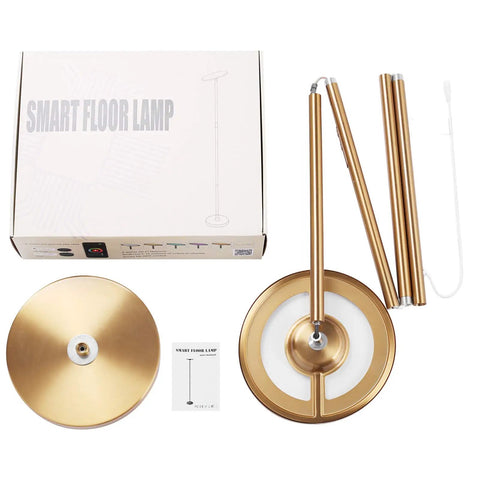 Smart RGBCW LED Floor Lamp With Alexa And Google Home, 25W Dimmable Torchiere components and packaging