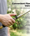 Person adjusting flow valve on Heavy Duty High Pressure Washer Wand With Hydro Jet Power Spray Attachment For Cars, Patios, Gutters, Windows And More