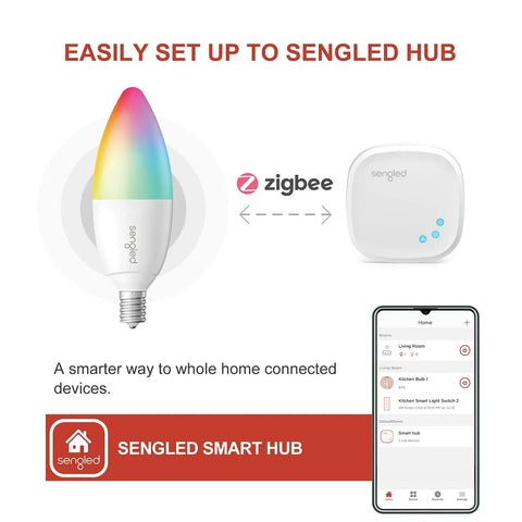 Zigbee Smart Candelabra Bulbs 6 Pack Hub Required Dimmable Multicolor E12 LED Candle Light Bulbs 450 Lumen interface