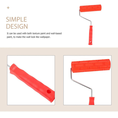 Top Shelf Rubber Textured Paint Roller With Kick Butt Spiked Surface For Walls Floors And Furniture Refinishing Creates A Hella Cool Pro Level Diy Look The Rugged Metal Core Rocks Through Thick Textures Like Brick Or Shiplap Without Tearing Up Drywall So - red textured paint roller with a metal core.