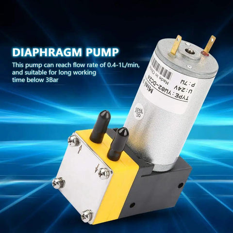 Compact Mini Diaphragm Vacuum Pump 24V DC Pulling Dead Simple Suction At One Liter Per Minute Plug And Go Setup for tight DIY repairs.