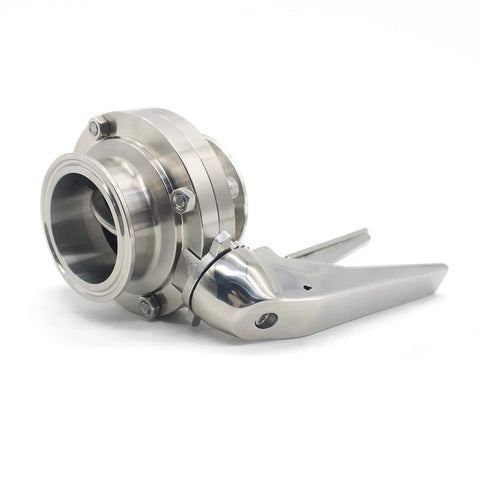 QiiMii sanitary stainless steel 304 tri-clamp butterfly valve with trigger handle and EPDM seal, 2 in tube OD