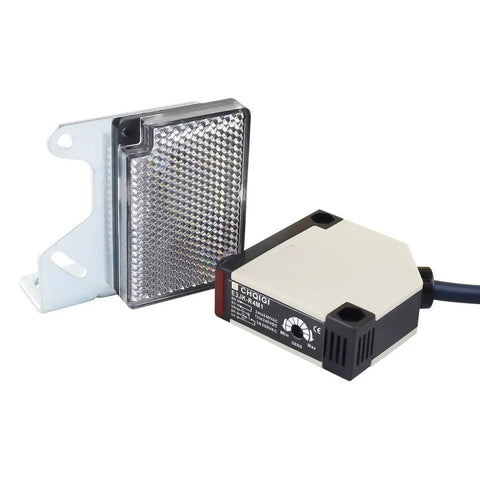 Indoor Wall Mounted Photoelectric Beam Sensor for Pro Grade Line with retroreflective switch, 3M range, 2A output, red indicator.