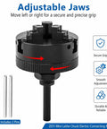 Heavy Duty Three Jaw Lathe Chuck Set With Self Centering Extension Rod Kit For Mini CNC Milling And Wood Lathes, adjustable jaws close-up.
