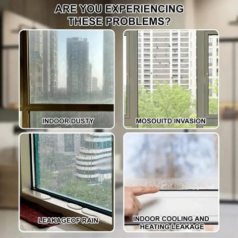 Image showing issues of indoor dusty conditions, mosquito invasion, rain leakage, and heating leakage by window.