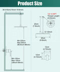 Diagram showing dimensions of Square Stainless Steel Shower Faucet Set With Rainfall System One Handle Trim Kit Ceiling Mount Ten Inch Matte Black With Rough In Valve