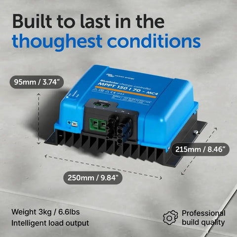 Power Up Your Solar Setup With A 150V 70A MPPT MC4 Compatible Solar Charge Controller For 12 To 48V Systems, blue casing