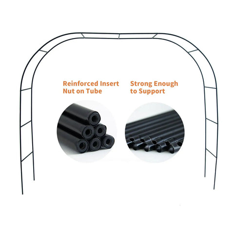 Garden Arch Arbors For Outdoor Climbing Plants Black Metal Trellis Arch Kit With Adjustable Widths and Reinforced Inserts