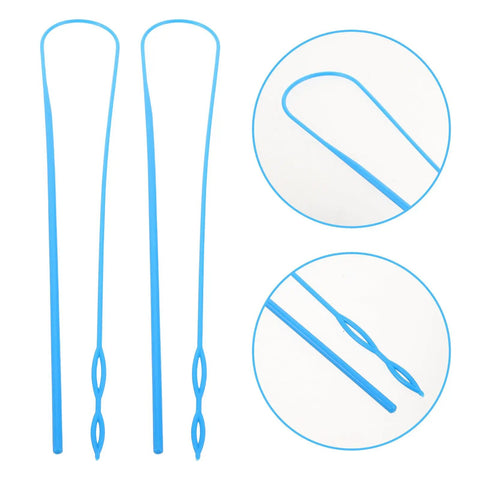 Five Pack Flexible Blue Plastic Drawstring Threader Tools Set For Pants Waistbands Elastic Cords Jackets And Crafting Portable Universal Threading Tool For On The Go DIY Repairs And Travel, shown with loop detail