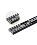 Heavy Duty Full Extension Drawer Slides Bottom Mounted Concealed Cabinet Hardware close-up of metal rail with soft close feature