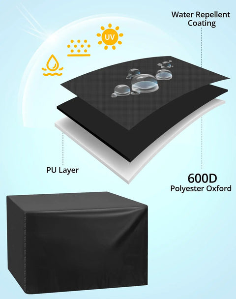 Universal Planer Dust Cover For Table Saw And Miter Saw Protection Heavy Duty Oxford Fabric Waterproof Machine Shield No Fuss Coverage Built Like A Tank Keep Your Shop Gear Safe Black Utility Protector 28 X 24 X 19 Inches, showcasing water-repellent coating and PU layer.