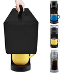 Heavy Duty Waterproof Dust Cover For Single Serve Coffee Makers That Keeps Your K Cup Pod Machine Covered From Dust And Spills Like A Pro 13.4 By 5.5 By 12.2 Inches Black shown covering machines