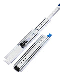 Beefy Heavy Duty Drawer Slides 10 To 60 Inches, 500 Pound Load Capacity, Side Mount, Smooth Silent Operation, Rust Resistant Steel With Ball Bearing Rollers, Electroplated And Powder Coated Finish pair on white background
