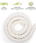 Thick 1 Inch Natural Cotton Craft Rope 100 Ft Four Strand Twisted Cord Soft White Macrame String for DIY Projects Indoor Outdoor Use