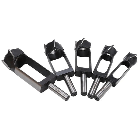 Top Shelf Wood Plug Cutters Set Gonna Make Your DIY Projects Dead Easy With Five Pro Grade Drill Bits sized 15-35mm, carbon steel construction.