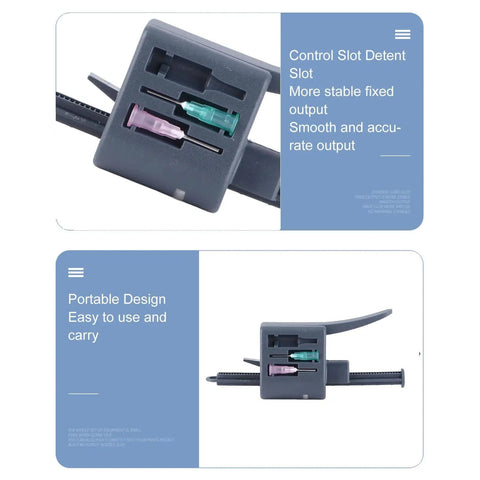Efficient Solder Paste Extruder Flux Dispenser Kit With 0.8mm And 1.3mm Nozzles showing control slot and portable design