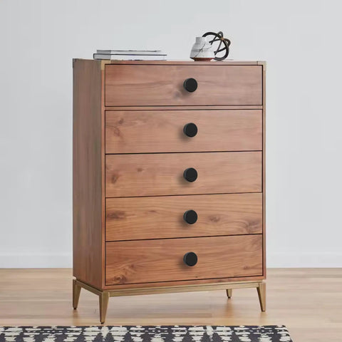 Rock Solid Matte Black Knurled Cabinet Knobs And Round Drawer Pulls For Kitchen Cabinetry on a wooden dresser.