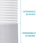 Close-up of 80 Inch Expandable AC Exhaust Hose With 5.9 Inch Diameter Anti Clockwise Thread For Portable Air Conditioners, showing extendability.